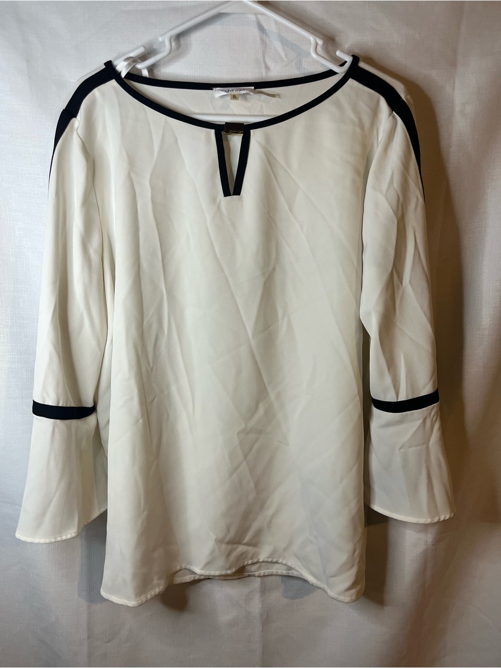 Calvin Klein White Blouse with Black Trim